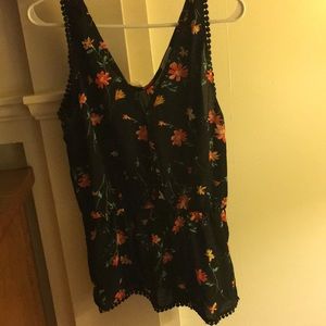 Black floral tank top.